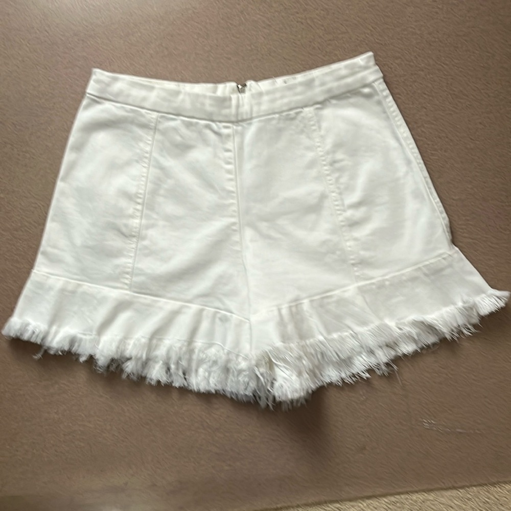 Blank NYC Fringed White Flair Shorts